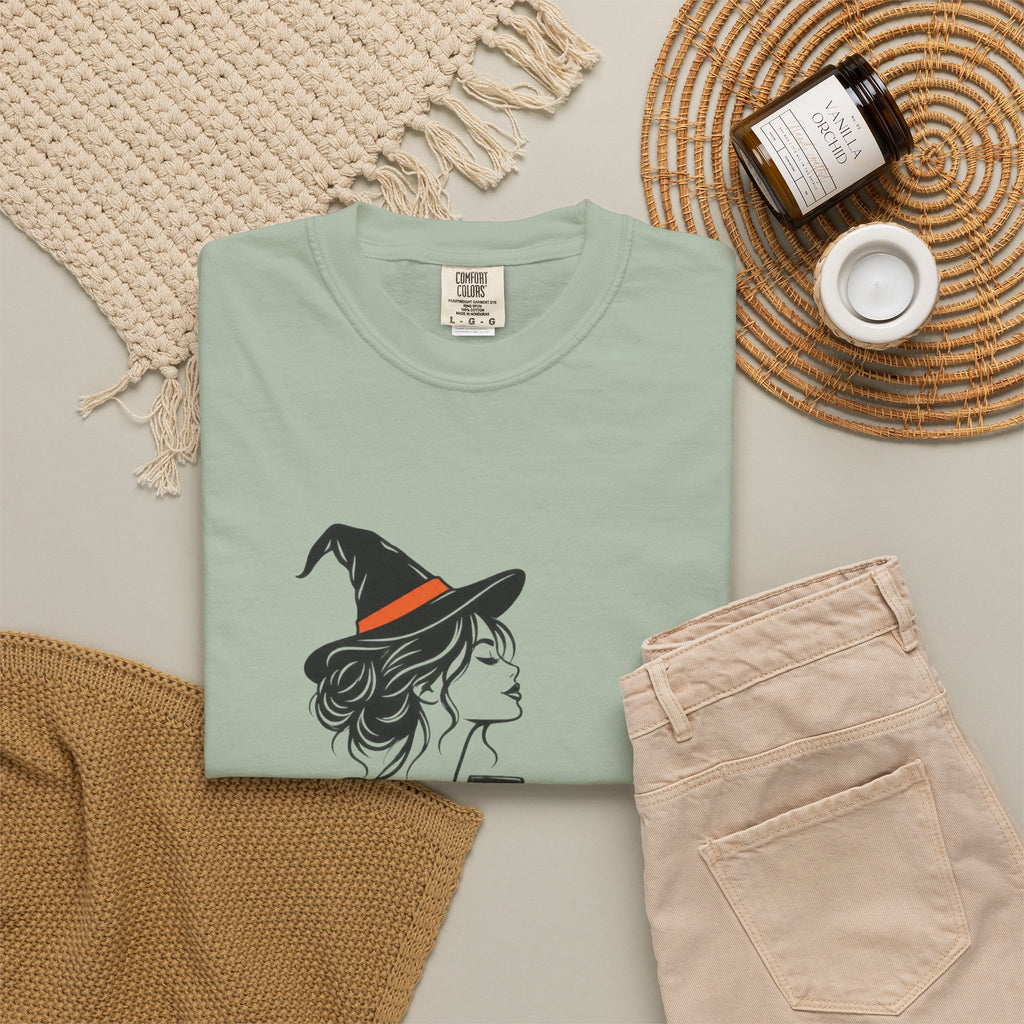Her Human Witch Tee — Halloween Witch & Dog Graphic T-Shirt