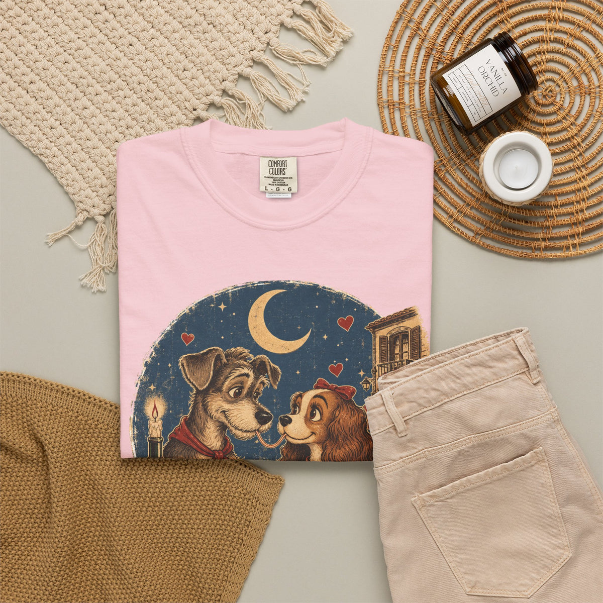 T-Shirt — "Love at First Bite" Vintage Pizza Date Dogs Tee