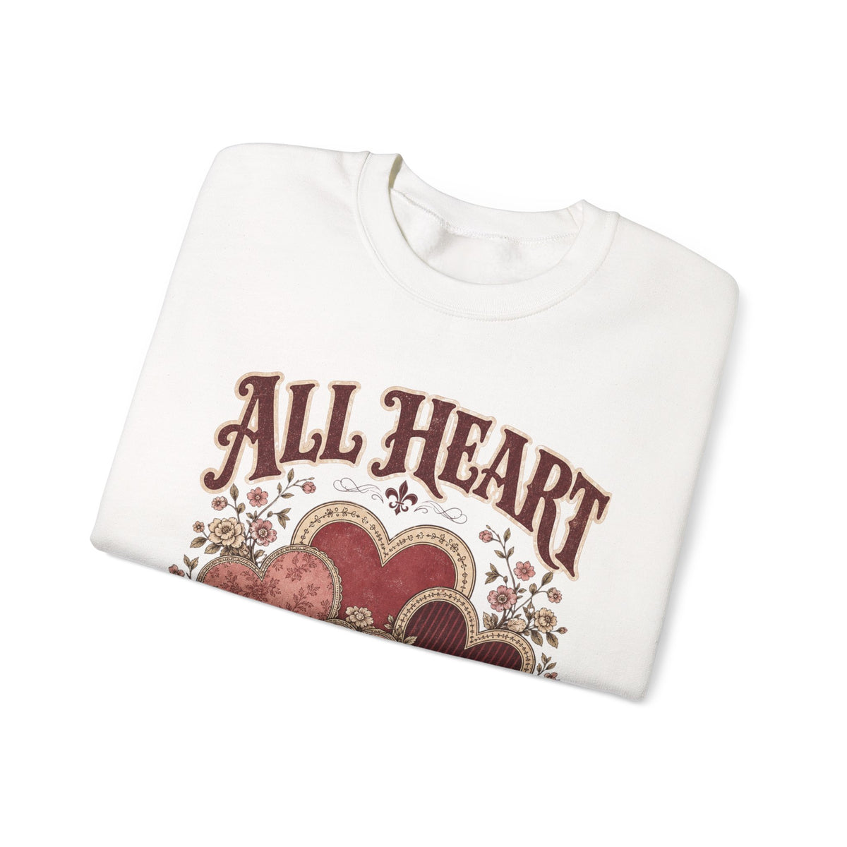 Vintage Valentine Crewneck Sweatshirt – "All Heart" Romantic Graphic