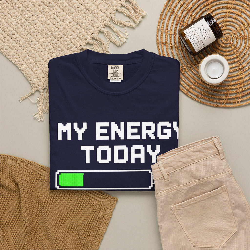 T-Shirt — "My Energy Today 20%" Low Battery Graphic Tee
