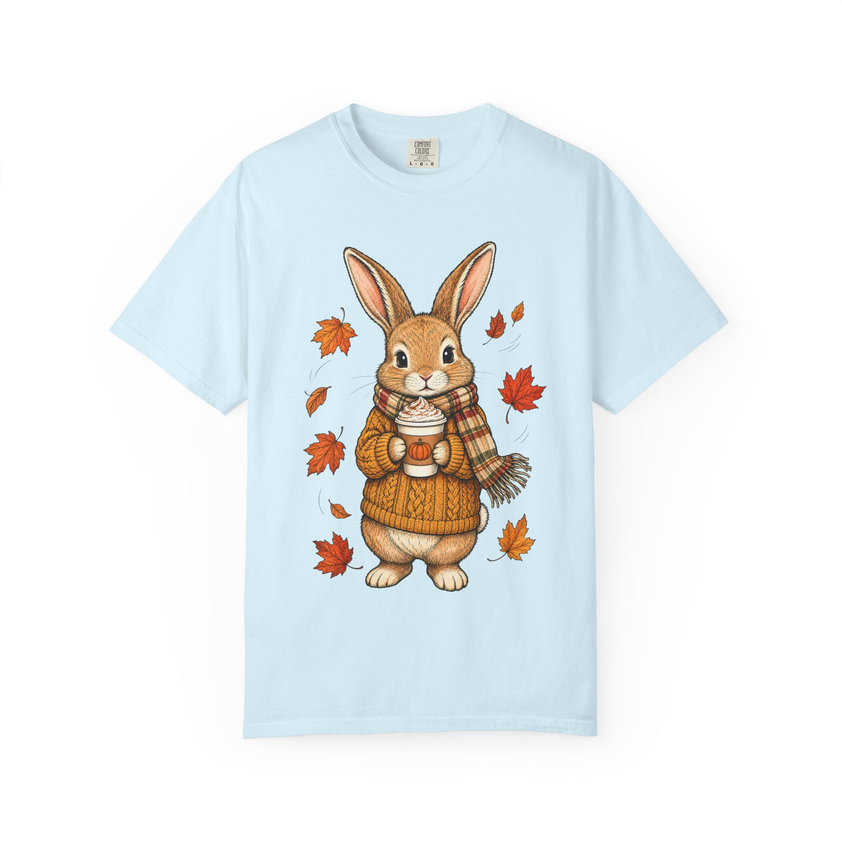 Autumn Bunny Tee — Cozy Fall Rabbit with Scarf & Hot Cocoa