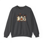 Halloween Puppy Ghosts Sweatshirt — Cute Dogs in Witch Hats with Jack-o'-Lantern