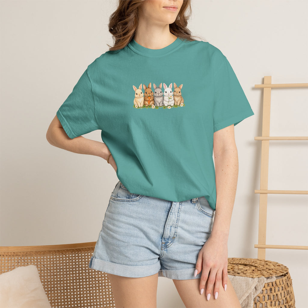 Bunny Row T‑Shirt — Cute Watercolor Rabbits Graphic Tee