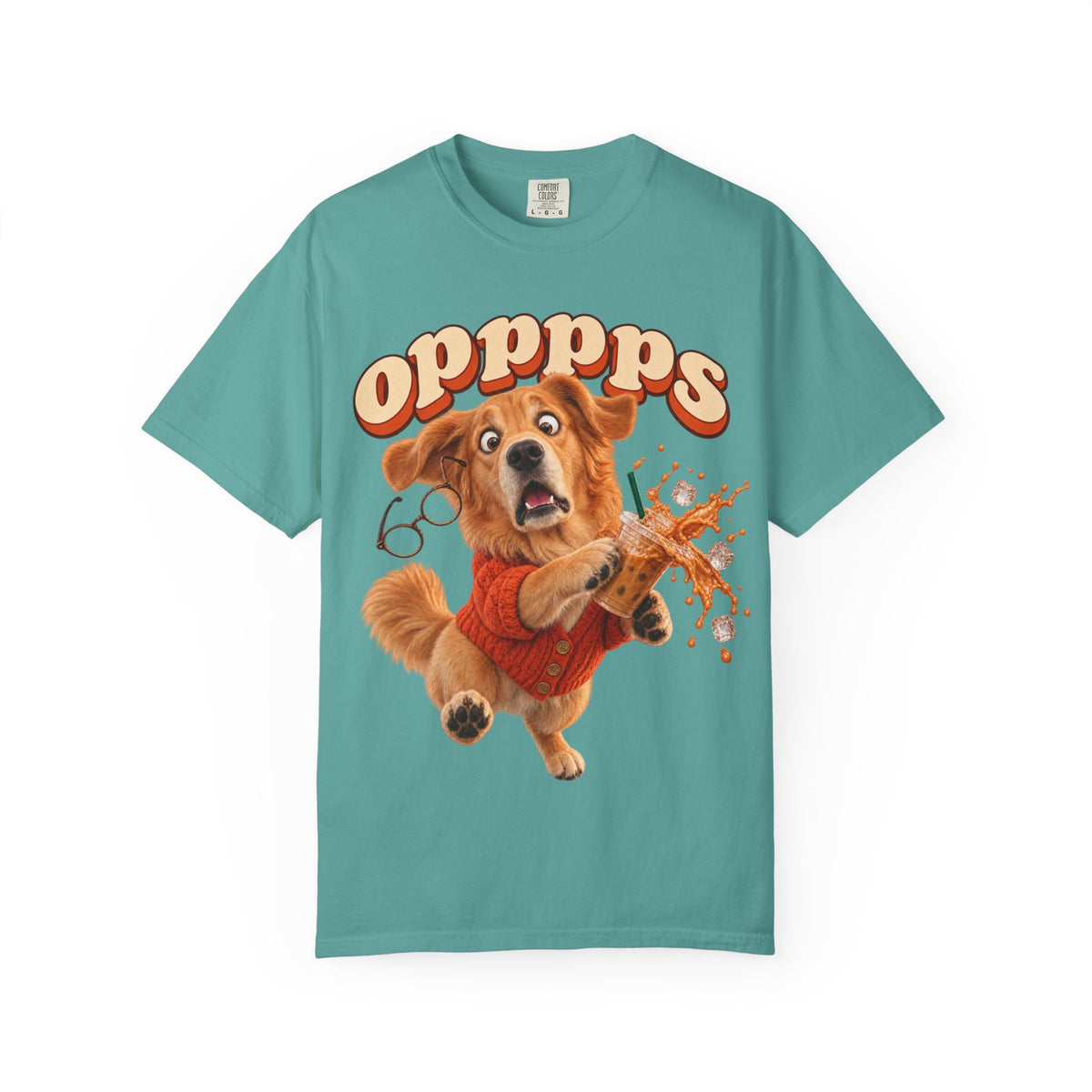 Oops Puppy T-Shirt — Cute Dog Spilling Coffee Graphic Tee