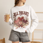 Vintage-Sweatshirt mit Rundhalsausschnitt zum Valentinstag – „All Heart“ romantisches Motiv