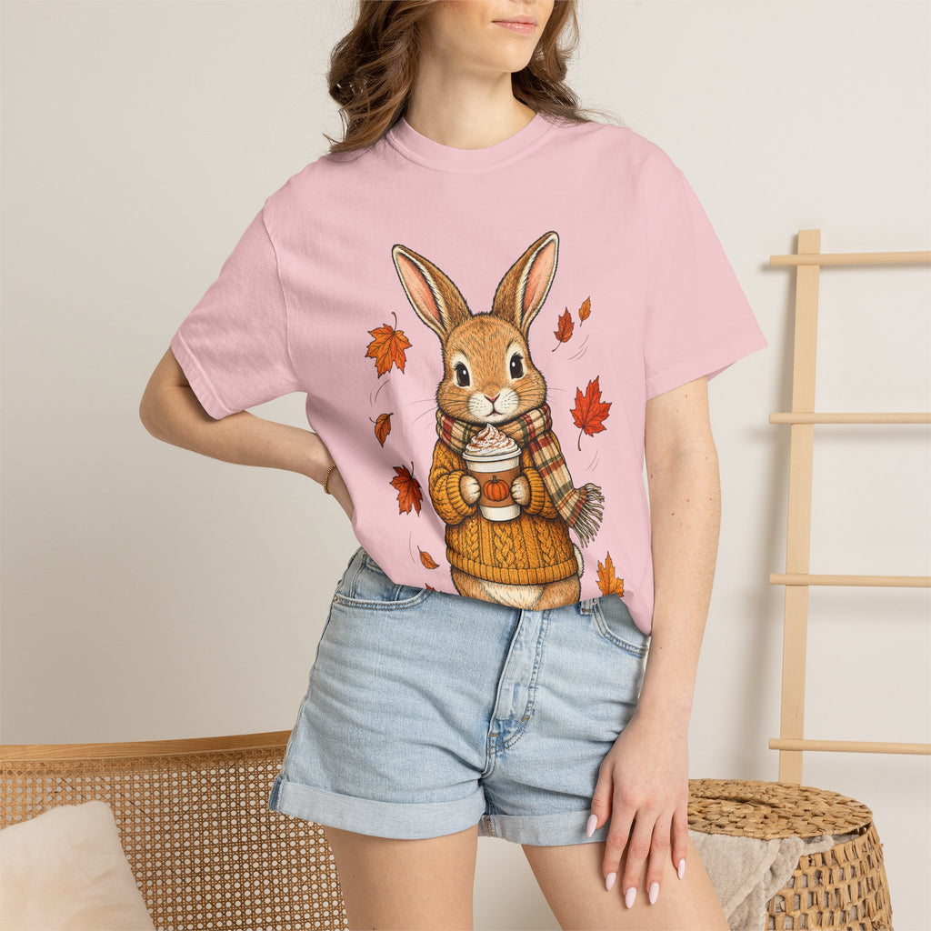 Autumn Bunny Tee — Cozy Fall Rabbit with Scarf & Hot Cocoa