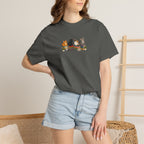 Cat Knit Crew T-Shirt — Cozy Cats Sitting Together Graphic Tee