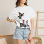 Her Human Witch Tee — Halloween Witch & Dog Graphic T-Shirt