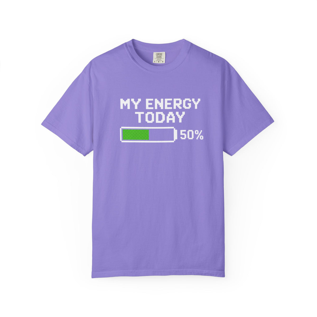 My Energy Today 50% T-Shirt — Low Battery Retro Graphic Tee