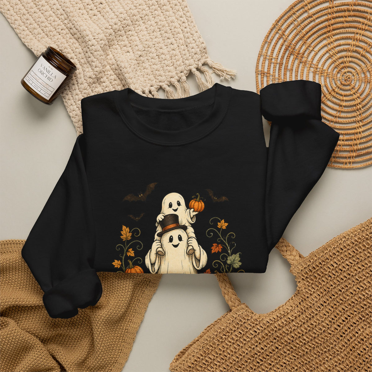 Halloween Pumpkin Ghost Crewneck Sweatshirt
