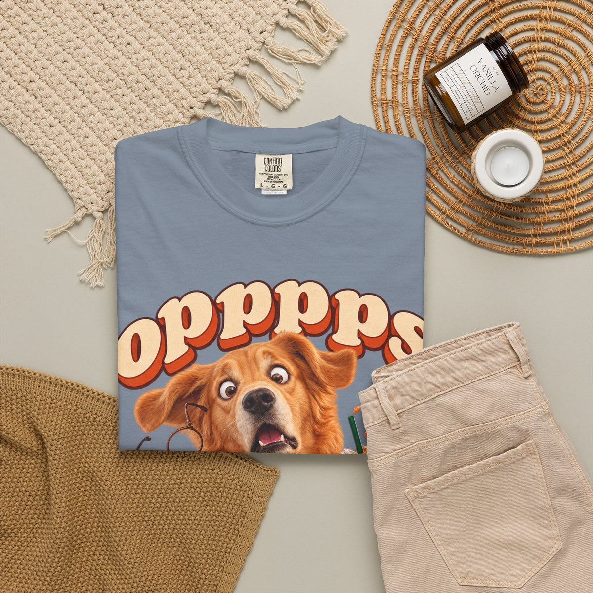 Oops Puppy T-Shirt — Cute Dog Spilling Coffee Graphic Tee