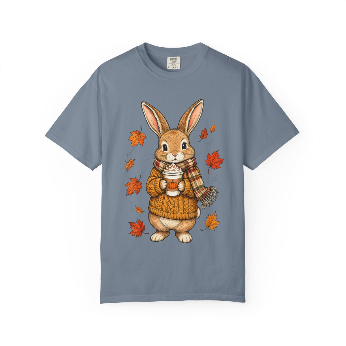 Autumn Bunny Tee — Cozy Fall Rabbit with Scarf & Hot Cocoa