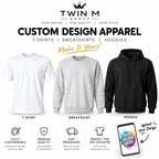 Twin M custom design apparel: upload your design, photo or idea to personalize a t-shirt